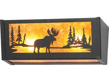 Meyda Moose At Lake 2-Light Textured Black Vanity Light MY270062