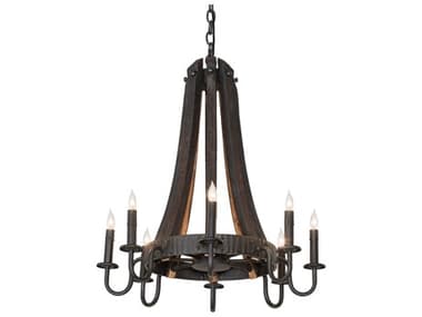 Meyda Barrel Stave Madera 8-Light Costello Black Charred Wood Chandelier MY270064