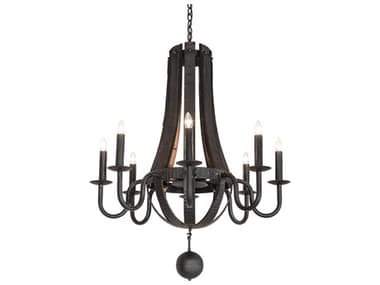 Meyda Barrel Stave Madera 8-Light Costello Black Charred Wood Chandelier MY270067