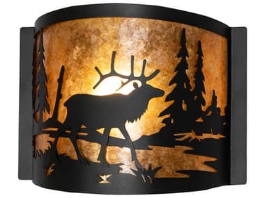 Meyda Elk At Lake 1-Light Textured Black Wall Sconce MY270089