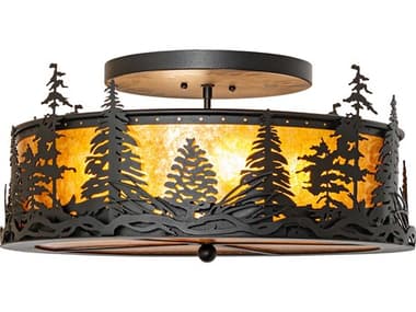 Meyda Tall Pines 4-Light Textured Black Semi Flush Mount MY270091