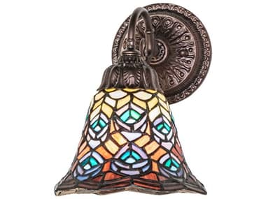 Meyda Tiffany Peacock Feather 1-Light Stained Glass Wall Sconce MY270799