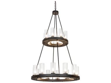 Meyda Loxley 20-Light Oil Rubbed Bronze Cylinder Round Chandelier MY271033