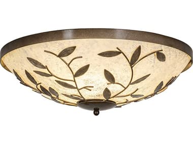 Meyda Branches 3-Light Antique Hammered Gold Bowl Round Flush Mount MY271994