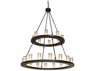 Meyda Loxley 24-Light Black Satin Wrought Iron Chandelier MY272481