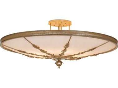 Meyda Hoja 8-Light Champagne Metallic Gold Bowl Semi Flush Mount MY272688