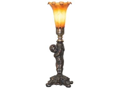 Meyda Pond Lily Amber Glass Table Lamp MY273016