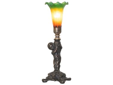 Meyda Tiffany Pond Lily Amber / Green Glass Table Lamp MY273018