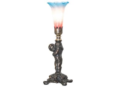 Meyda Tiffany Pond Lily Pink / Blue Glass Table Lamp MY273023