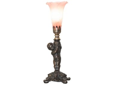 Meyda Tiffany Pond Lily Pink Glass Table Lamp MY273025