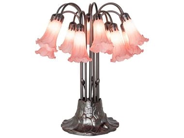 Meyda Tiffany Pond Lily Pink Glass Table Lamp MY273101