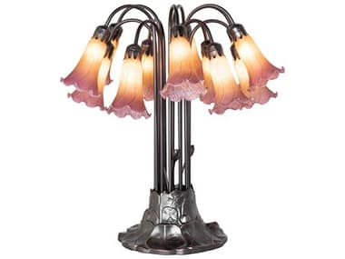Meyda Tiffany Pond Lily Amber / Purple Glass Table Lamp MY273108