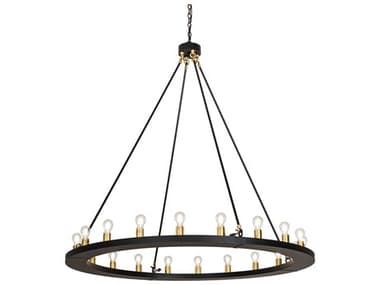 Meyda Loxley 20-Light Solar Black W Brushed Brass Round Chandelier MY273394