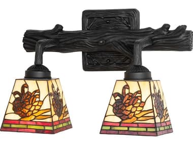 Meyda Pinecone 2-Light Solar Black Vanity Light MY273487