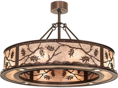 Meyda Oak Leaf 12-Light Copper Vein Round Pendant MY273593