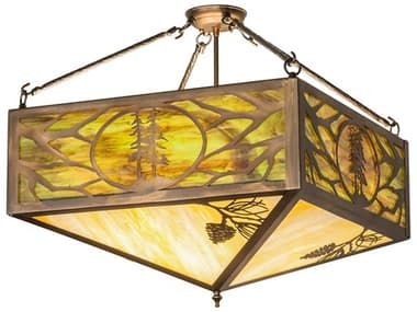 Meyda Balsam Pine 4-Light Antique Copper Semi Flush Mount MY273762