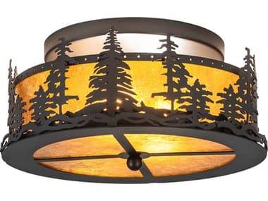 Meyda Tall Pines 2-Light Wrought Iron Gray Flush Mount MY273824