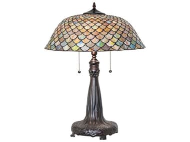 Meyda Tiffany Fishscale Stained Glass Table Lamp MY273849