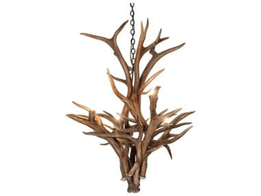 Meyda Antlers Elk & Mule Deer 4-Light Natural Antler Chandelier MY274086