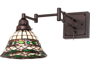 Meyda Tiffany Roman 1-Light Mahogany Bronze Traditional Swing Wall Sconce MY274185