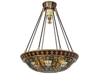 Meyda Fleur-de-lis 4-Light Copper Vein Nu Gold Traditional Bowl Semi Flush Mount MY274269