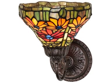 Meyda Poinsettia 1-Light Mahogany Bronze Traditional Wall Sconce MY275642