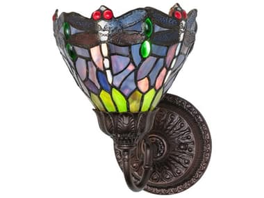 Meyda Tiffany Hanginghead Dragonfly 1-Light Mahogany Bronze Traditional Wall Sconce MY275644