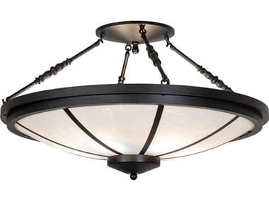 Meyda Commerce 6-Light Textured Black Bowl Semi Flush Mount MY275806