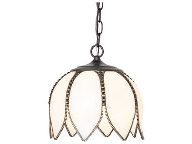 Meyda Tulip 1-Light Craftsman Brown Brass White Traditional Mini Pendant MY275924