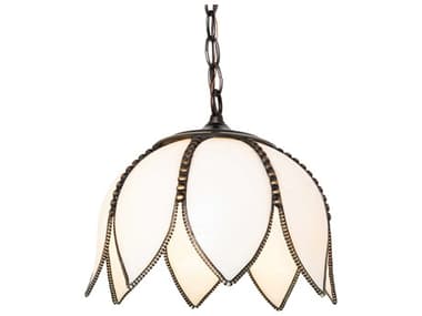 Meyda Tulip 1-Light Craftsman Brown Brass White Traditional Mini Pendant MY275925