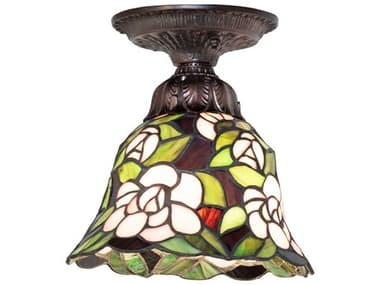 Meyda Begonia 1-Light Mahogany Bronze Traditional Bell Flush Mount MY276083