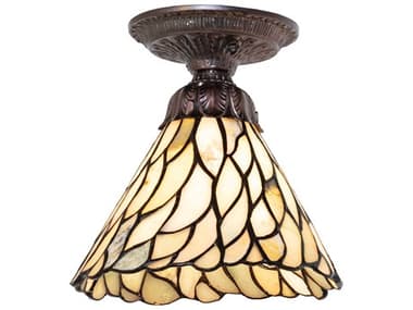 Meyda Willow 1-Light Mahogany Bronze Traditional Flush Mount MY276086