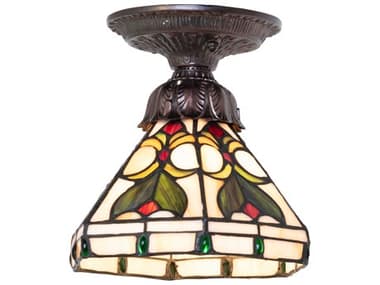 Meyda Middleton 1-Light Mahogany Bronze Traditional Flush Mount MY276090