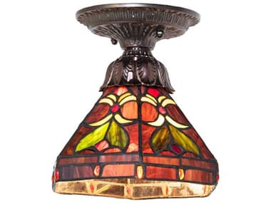 Meyda Middleton 1-Light Mahogany Bronze Traditional Flush Mount MY276095