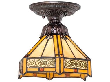 Meyda Peaches 1-Light Mahogany Bronze Traditional Flush Mount MY276097