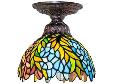 Meyda Tiffany Honey Locust 1-Light Mahogany Bronze Traditional Flush Mount MY276099