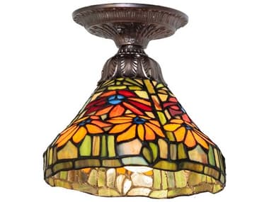 Meyda Poinsettia 1-Light Mahogany Bronze Traditional Flush Mount MY276101