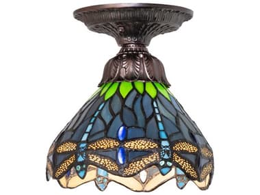 Meyda Tiffany Hanginghead Dragonfly 1-Light Mahogany Bronze Traditional Flush Mount MY276106