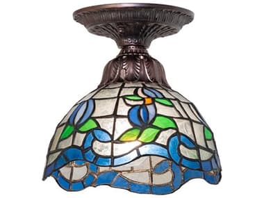 Meyda Roseborder 1-Light Mahogany Bronze Traditional Dome Flush Mount MY276108