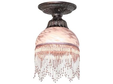 Meyda Roussillon 1-Light Mahogany Bronze Pink Traditional Dome Flush Mount MY276112