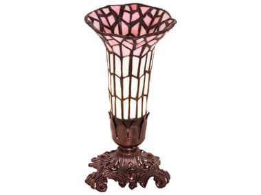 Meyda Pond Lily Mahogany Bronze Glass Tiffany Table Lamp MY27679