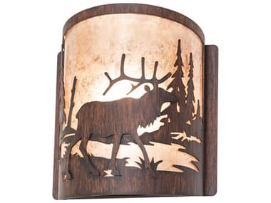 Meyda Elk At Lake 1-Light Driftwood Brown Wall Sconce MY277543
