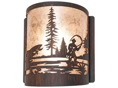 Meyda Fly Fishing 1-Light Driftwood Brown Wall Sconce MY277545