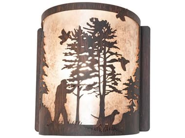 Meyda Quail Hunter with Dog 1-Light Driftwood Brown Wall Sconce MY277549
