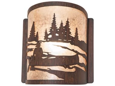 Meyda Canoe At Lake 1-Light Driftwood Brown Wall Sconce MY277550