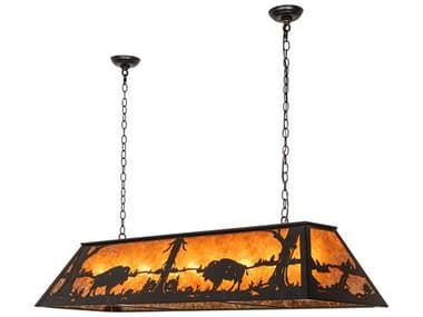 Meyda Buffalo At Lake 9-Light Textured Black Island Pendant MY278162