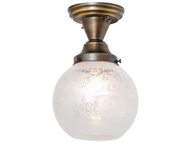 Meyda Revival Schoolhouse 1-Light Antique Brass Flush Mount MY278330
