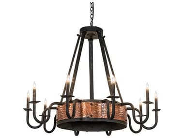 Meyda Costello 10-Light Costello Black Vintage Hammered Copper Chandelier MY278409