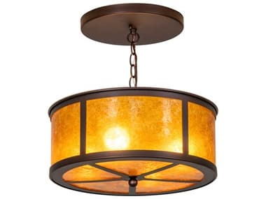 Meyda Smythe Craftsman 4-Light Mahogany Bronze Semi Flush Mount MY278579