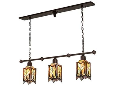 Meyda Cottage Mission 3-Light Mahogany Bronze Island Pendant MY278798